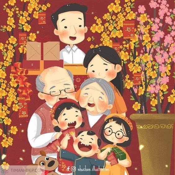 Hình ảnh gia đình hạnh phúc, hình nền gia đình hoạt hình anime, chibi đẹp