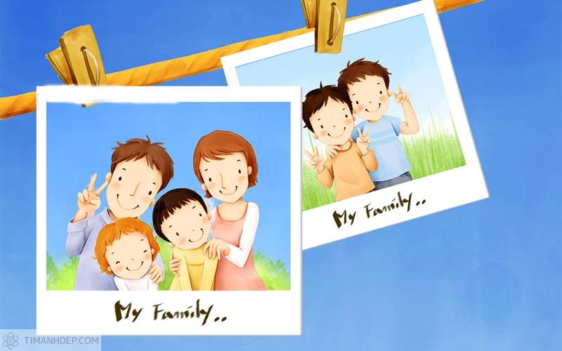 Hình ảnh gia đình hạnh phúc, hình nền gia đình hoạt hình anime, chibi đẹp