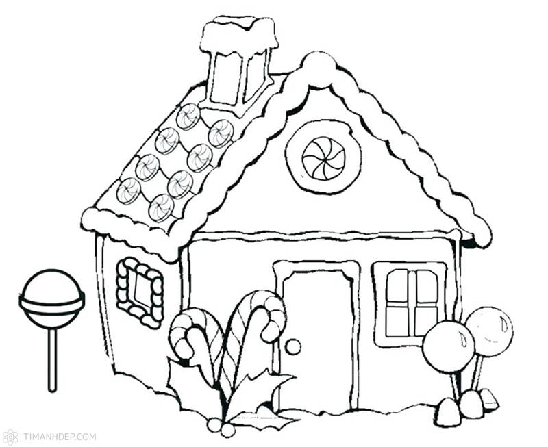 Mẫu tranh tô màu ngôi nhà đơn giản dễ vẽ